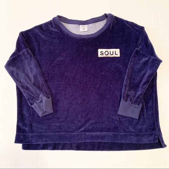 SOULCYCLE Velour Spirit Jersey Pullover Top Size Small Spin Class Metallic Logo - Picture 2 of 8